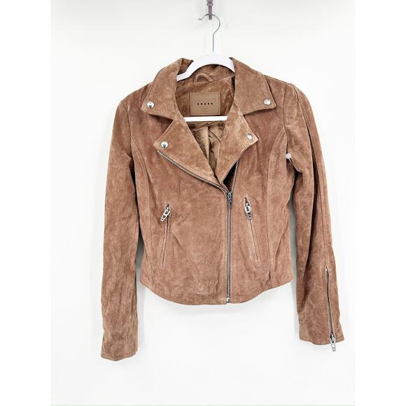 Blank NYC Brown Suede Moto 100% Leather Jacket XS - Picture 1 of 5